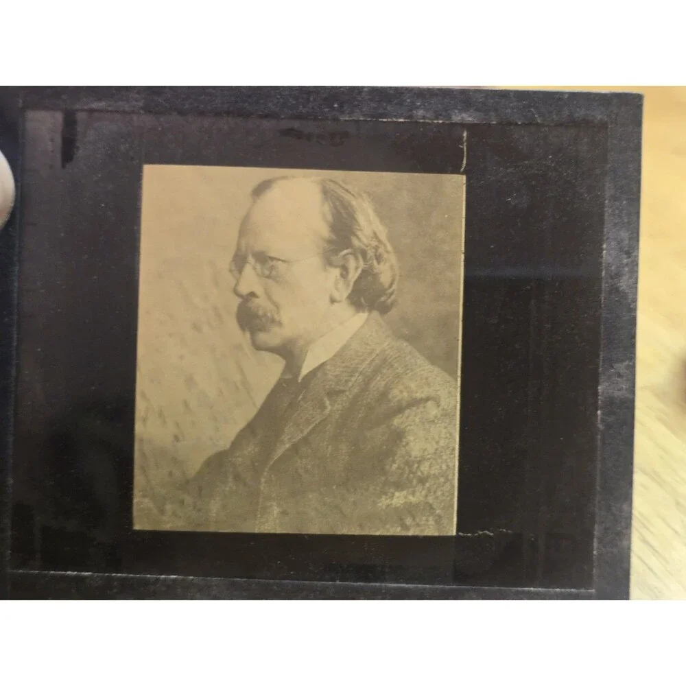 ​7 Vintage Magic Lantern Glass Slides Famous Scientists Mendeleev Daguerre...